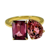 Moi et Toi Ring Pear-shape 2.37ct Pink Tourmaline & Emerald-cut 2.94ct Rubellite✨
